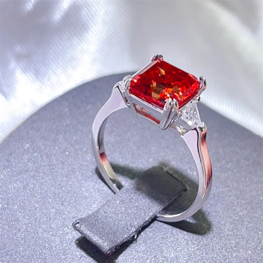 2 Carat Moissanite 925 Sterling Silver Ring Red