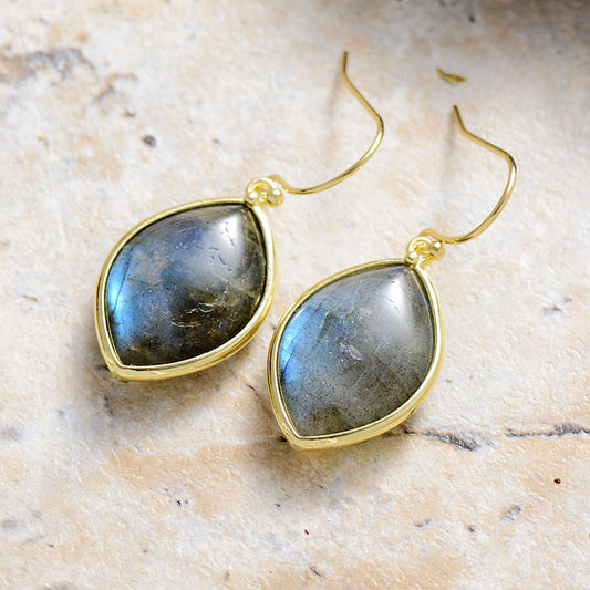 Copper Stone Teardrop Earrings Black One Size