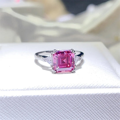 2 Carat Moissanite 925 Sterling Silver Ring Pink