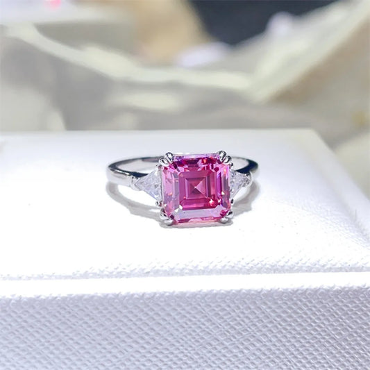 2 Carat Moissanite 925 Sterling Silver Ring Pink