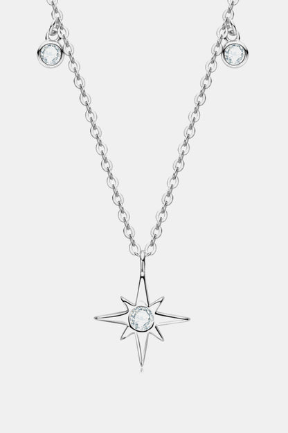 Moissanite North Star Pendant 925 Sterling Silver Necklace Silver One Size