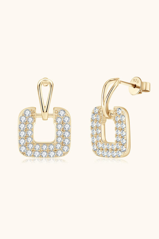 1.68 Carat Moissanite 925 Sterling Silver Drop Earrings Gold One Size