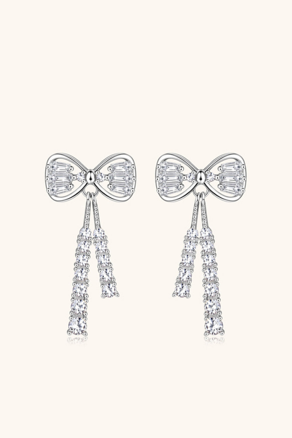 1.12 Carat Moissanite 925 Sterling Silver Bow Earrings Silver One Size