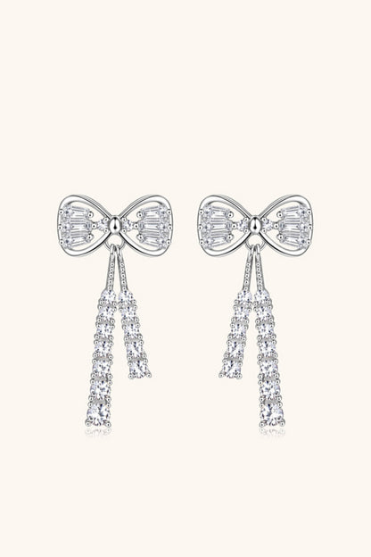 1.12 Carat Moissanite 925 Sterling Silver Bow Earrings Silver One Size