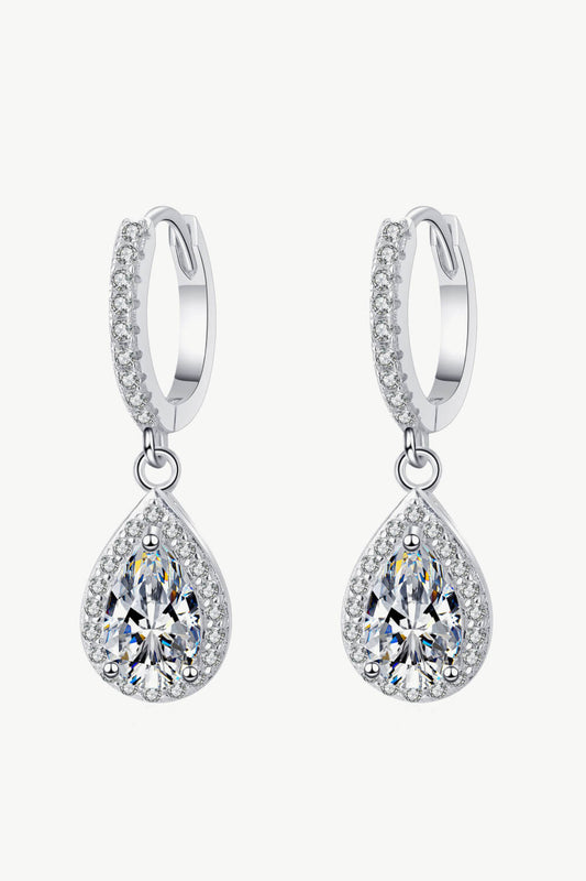 Moissanite Teardrop Earrings Silver One Size