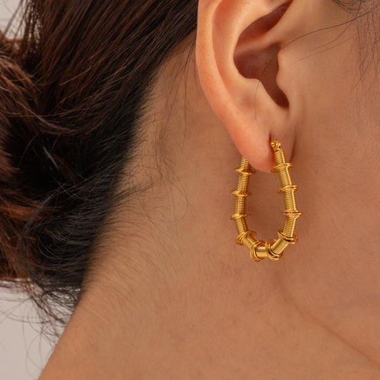 Gold-Plated Stainless Steel Hoop Earrings Gold One Size