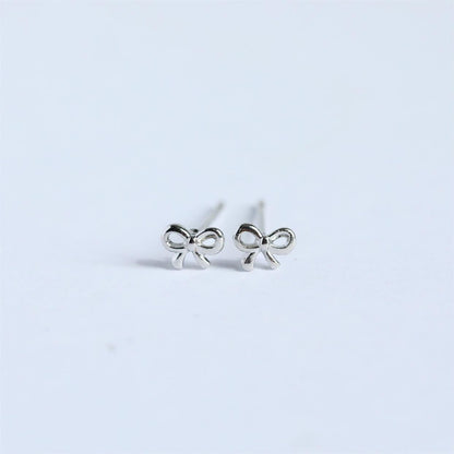Copper Bow Stud Earrings Silver One Size
