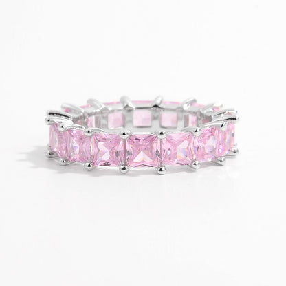 925 Sterling Silver Inlaid Zircon Ring Silver