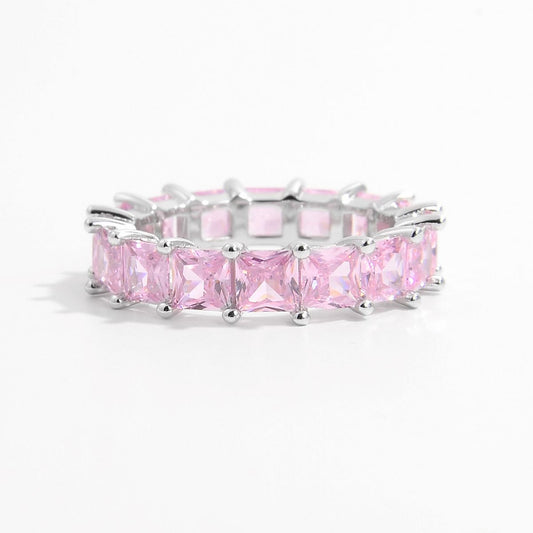 925 Sterling Silver Inlaid Zircon Ring Silver