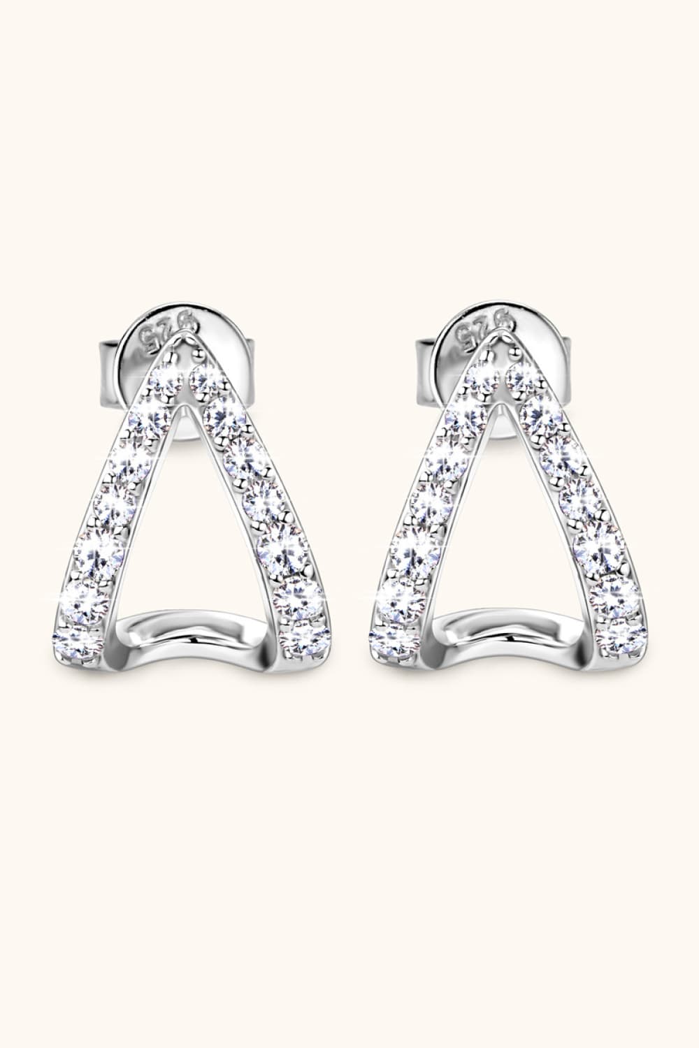 Moissanite Minimalist 925 Sterling Silver Earrings Silver One Size