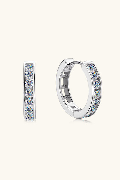 Moissanite 925 Sterling Silver Huggie Earrings Silver One Size