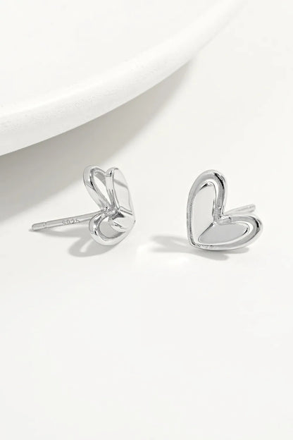925 Sterling Silver Heart Stud Earrings