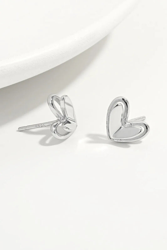 925 Sterling Silver Heart Stud Earrings