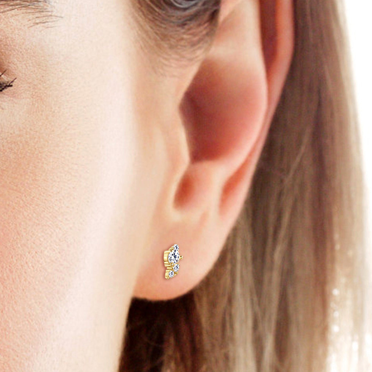 925 Sterling Silver Moissanite Stud Earrings Gold One Size