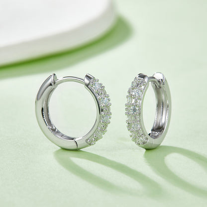 Moissanite 925 Sterling Silver Huggie Earrings Silver One Size