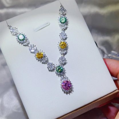 3.5 Carat Moissanite 925 Sterling Silver Necklace Multicolor One Size