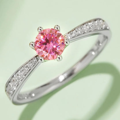 Moissanite 925 Sterling Silver Ring Blush Pink