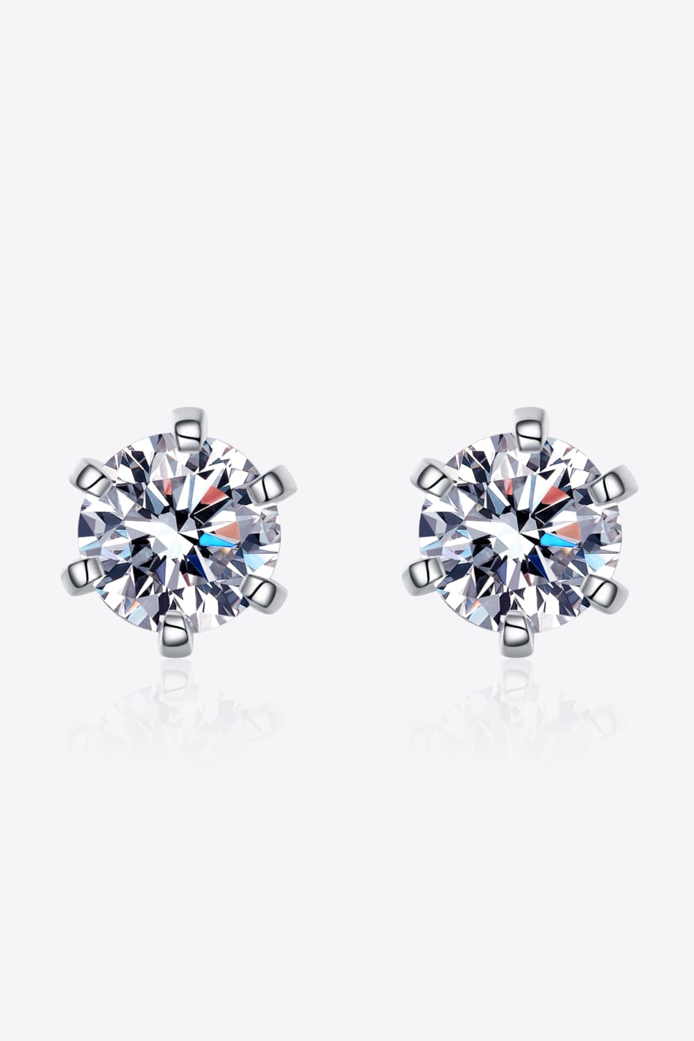1 Carat Moissanite Rhodium-Plated Stud Earrings Silver One Size