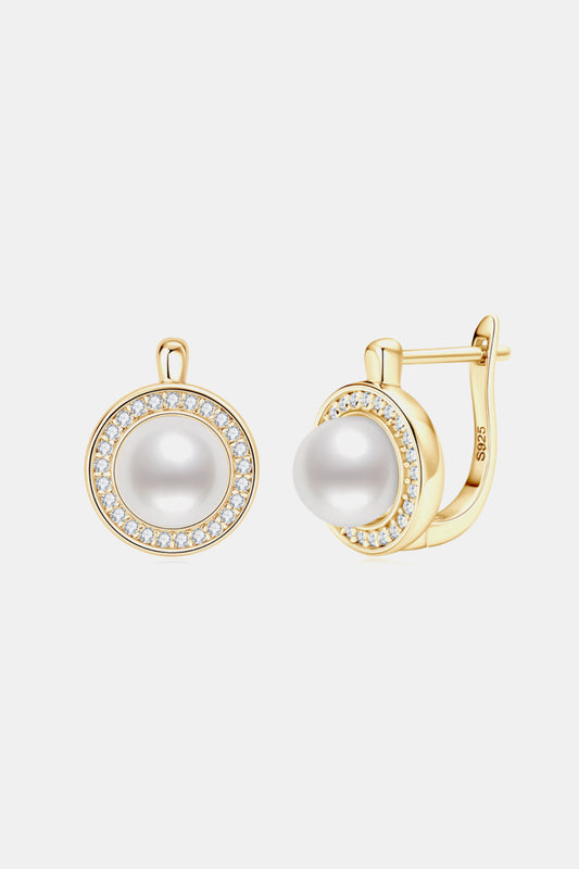 Moissanite Pearl 925 Sterling Silver Earrings Gold One Size