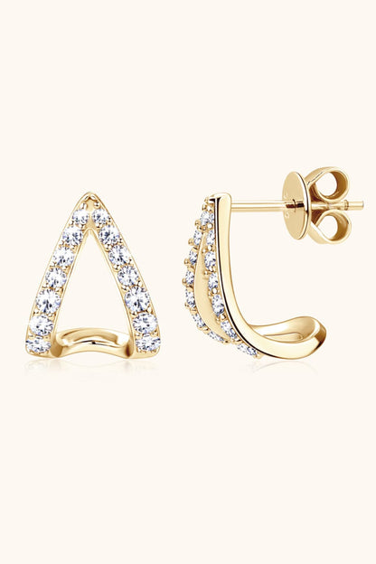 Moissanite Minimalist 925 Sterling Silver Earrings Gold One Size
