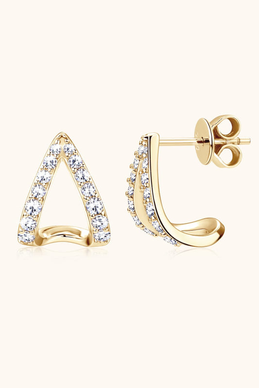 Moissanite Minimalist 925 Sterling Silver Earrings Gold One Size