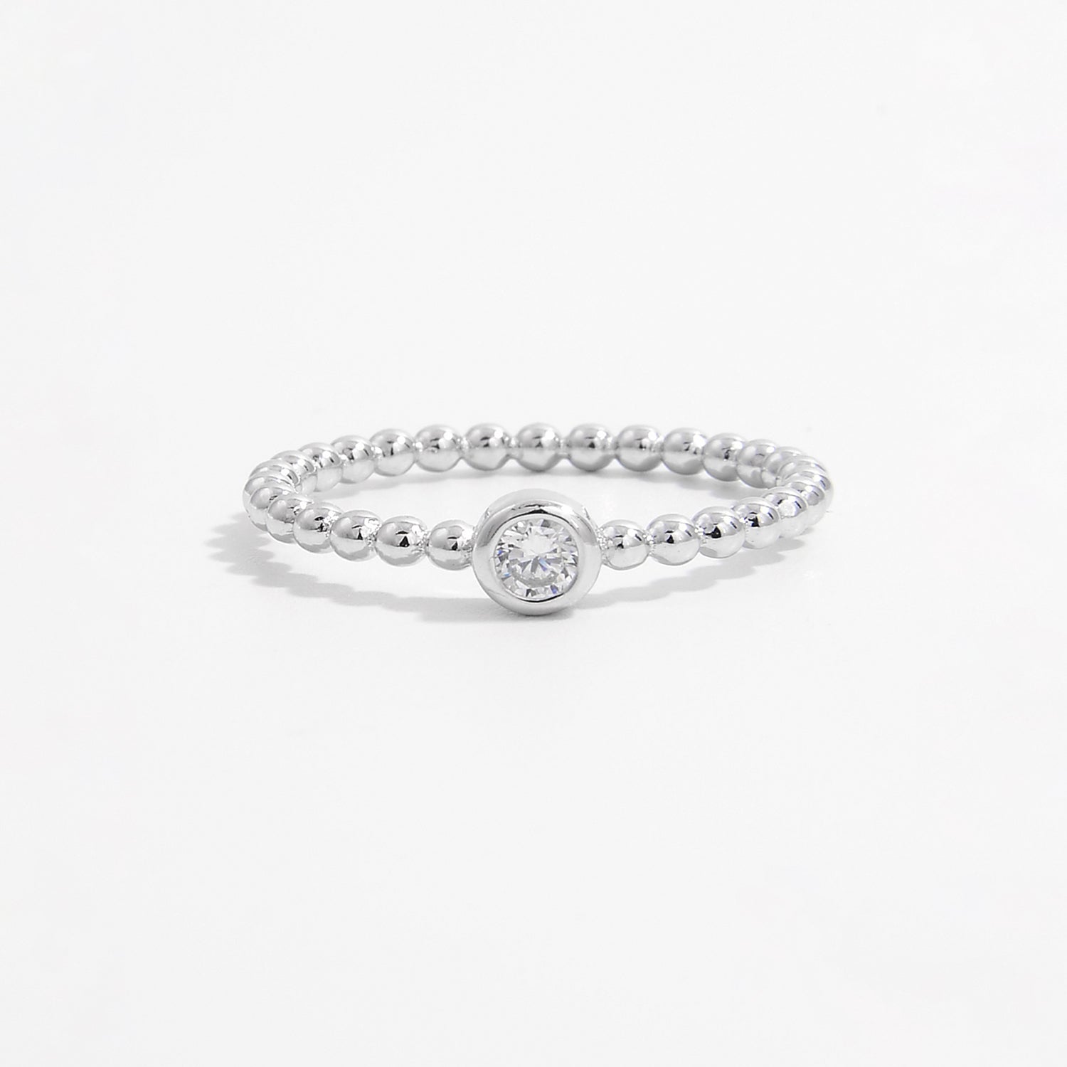 Zircon 925 Sterling Silver Bead Ring Silver