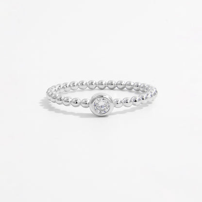 Zircon 925 Sterling Silver Bead Ring Silver