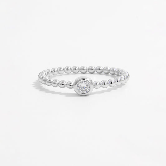Zircon 925 Sterling Silver Bead Ring Silver